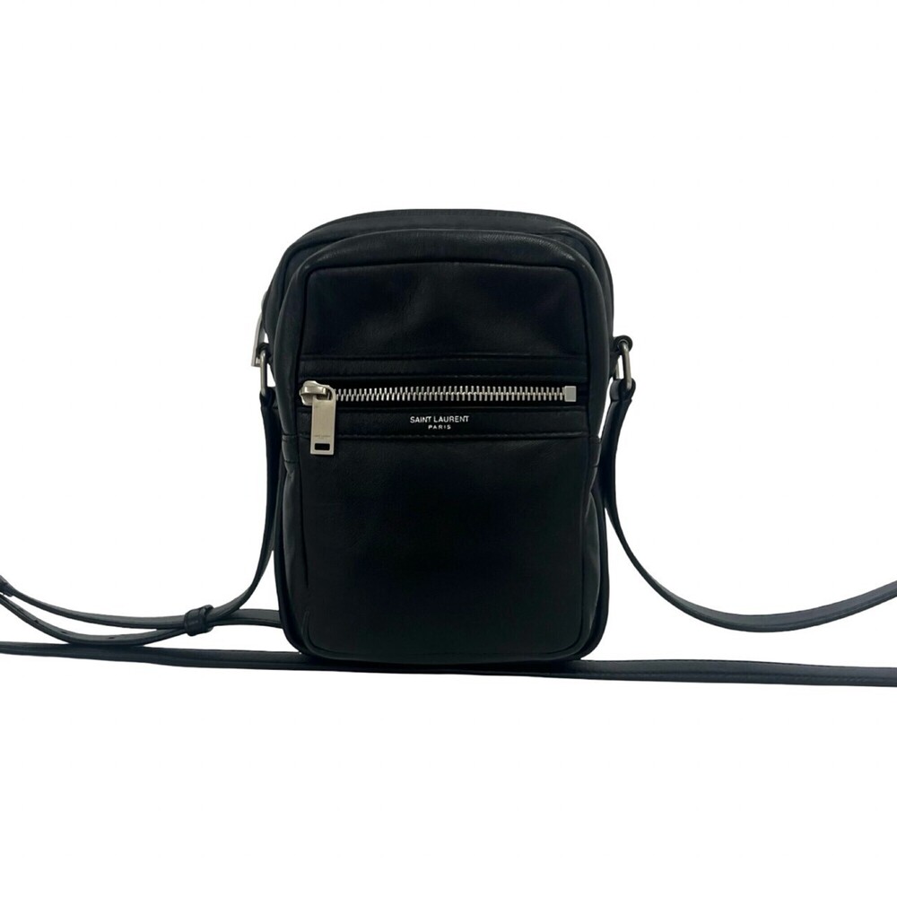 Yves Saint Laurent SAINT LAURENT PARIS Sid Logo Leather Shoulder Bag/Pouch/Sa...